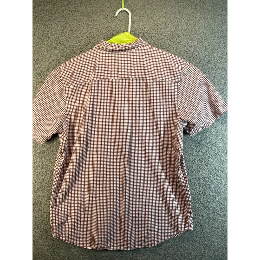 Columbia Shirt Mens Size Large  Button Front Short Sleeve‎ red  Plaid